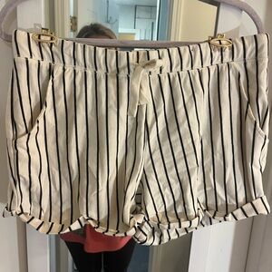 Altar'd State Black and Cream Striped High Waist Shorts